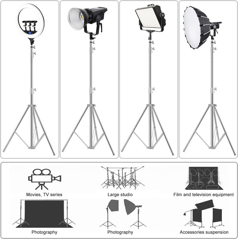 ITOTIN Stainless Steel Heavy Duty Photography Tripod Light Stand, 9.19 Feet/2.8m Studio Lighting Tripod for Speedlight, Strobe Light, Softbox, Umbrella - Image 4